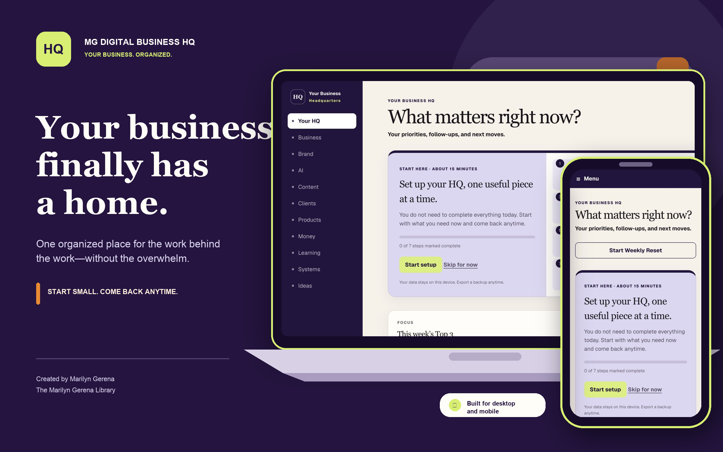 MG Digital Business HQ shown on desktop and mobile